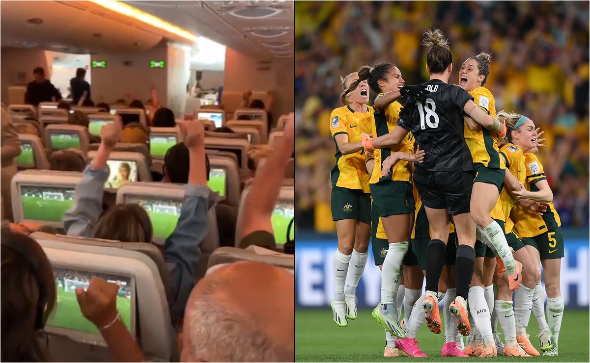 VIDEO: El increíble festejo de fanáticos de la Selección de Australia en pleno vuelo por su pase a la semifinal