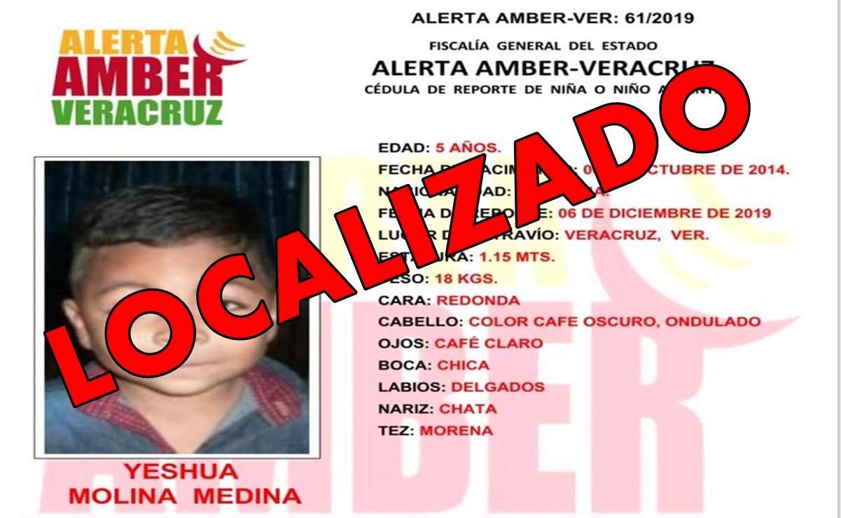 Localizan a Yeshua, niño reportado como raptado en Veracruz