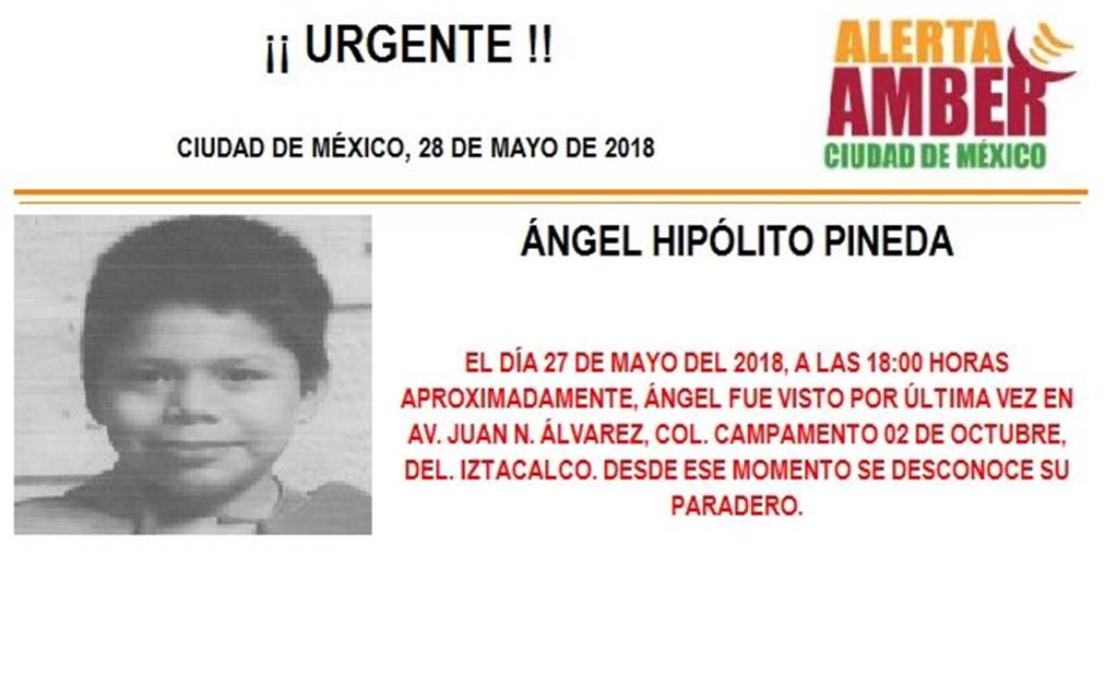 Activan Alerta Amber para localizar a Ángel Hipólito, extraviado en Iztacalco
