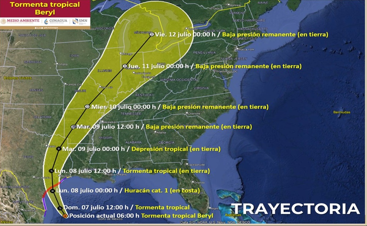 La tormenta tropical Beryl aumenta en intensidad; prevén fuertes lluvias y vientos en Tamaulipas