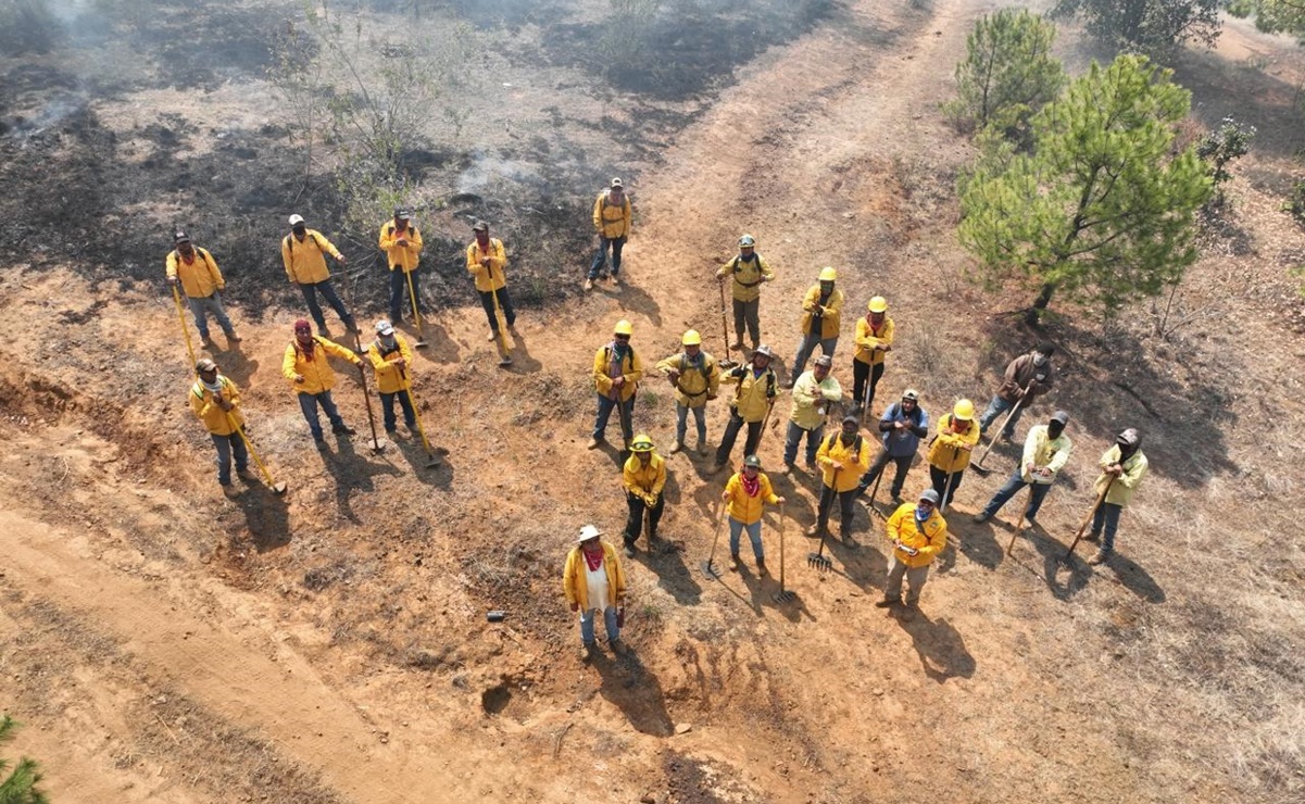 Con drones y helicópteros, brigadistas combaten incendios forestales en Michoacán