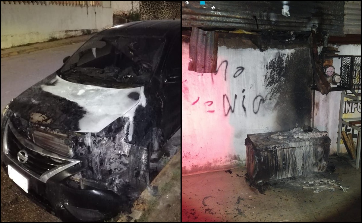 Grupos delincuenciales queman tres vehículos y una bodega en Acayucan, Veracruz