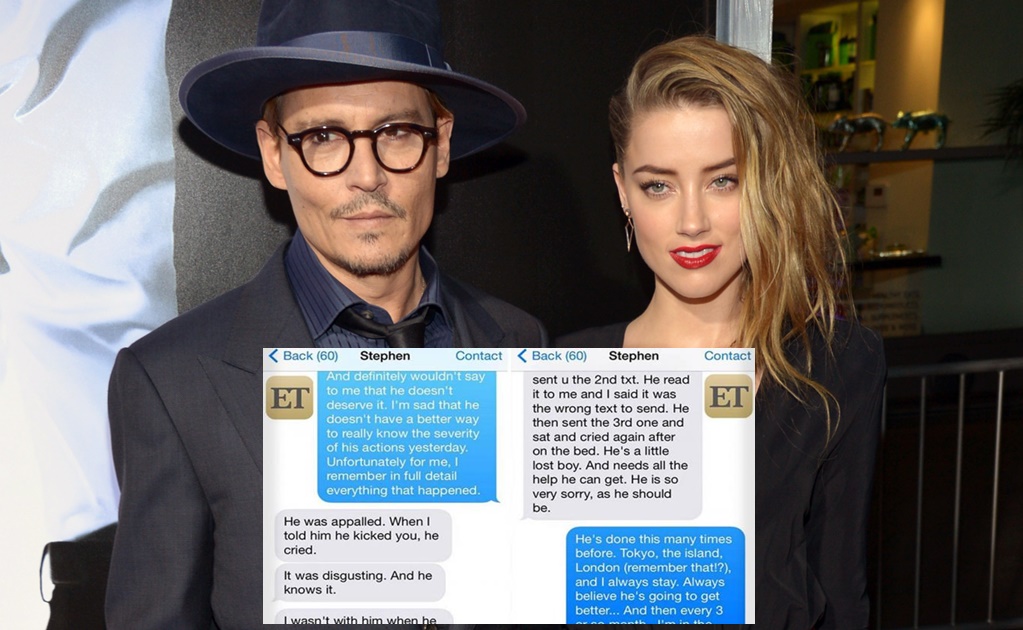 Mensajes de texto revelan que Depp pateó a Amber en 2014