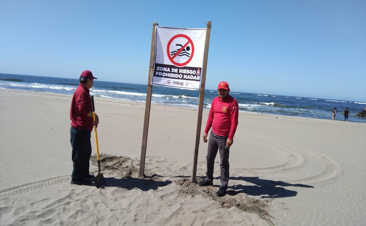 Cierran playas de Guasave, Sinaloa por fuerte oleaje; solo permiten caminar por la arena en zona turística