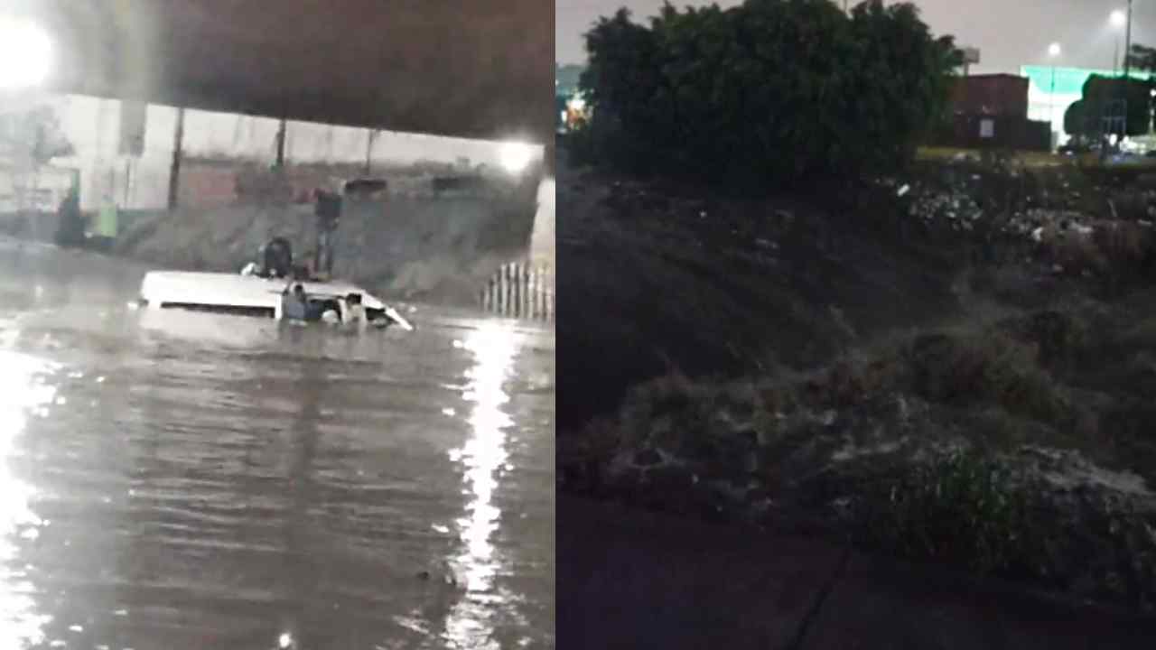 Lluvia colapsó Periférico Norte y desbordó los ríos Hondo y Chico en Naucalpan