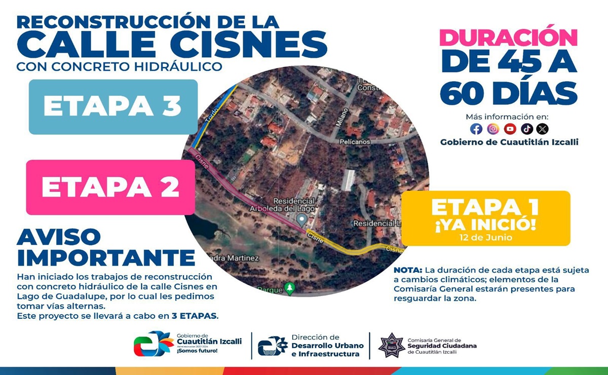 Calle Cisnes de Lago de Guadalupe, Edomex será pavimentada en 60 días con concreto hidráulico en tres etapas