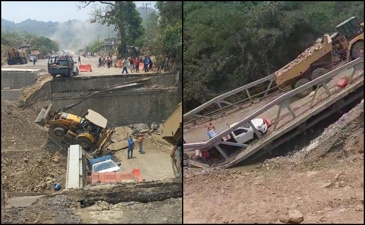 Colapsa puente vehicular en carretera Tamazunchale-Matlapa en San Luis Potosí