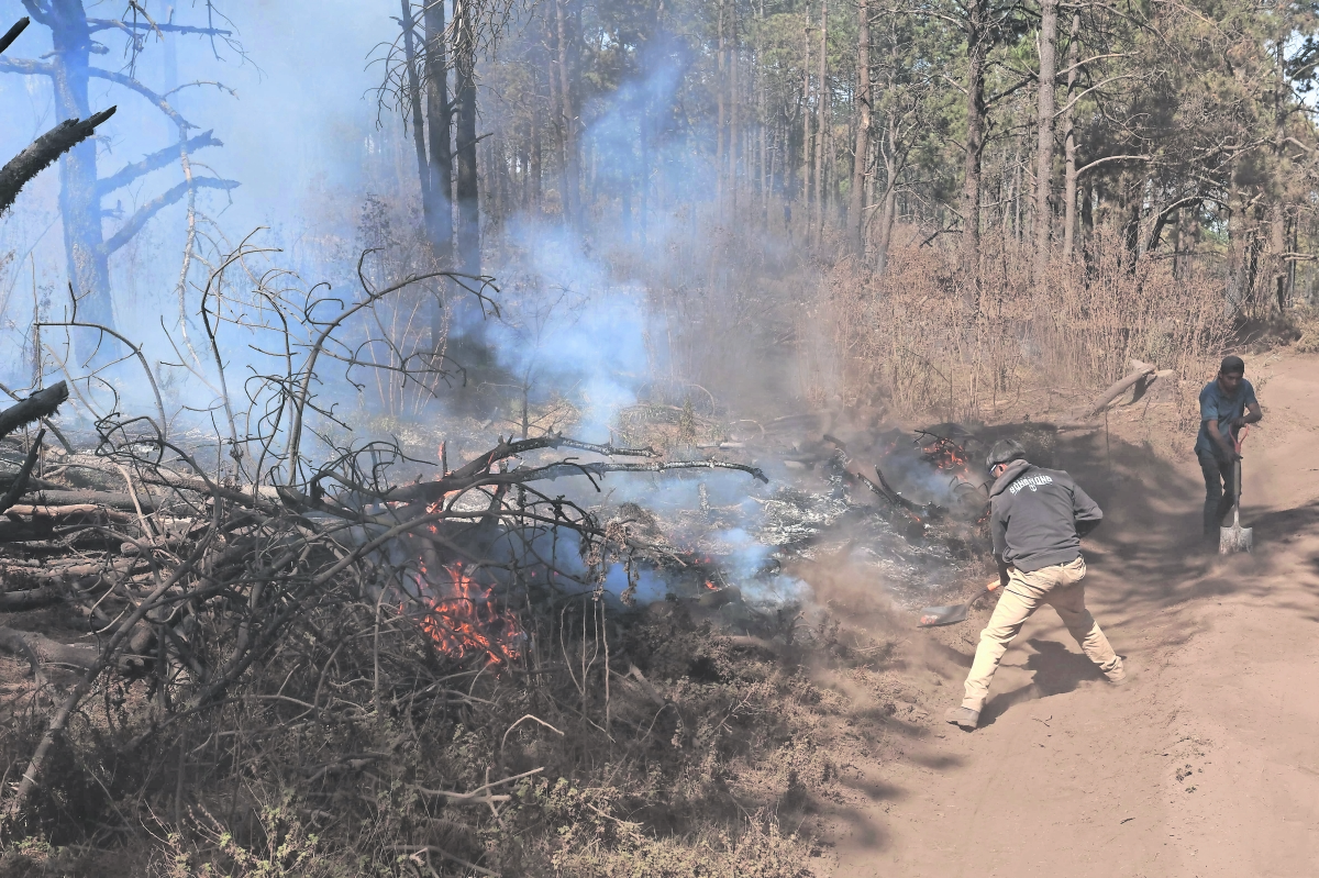 Voluntarios ayudan a combatir el fuego en Jilotzingo