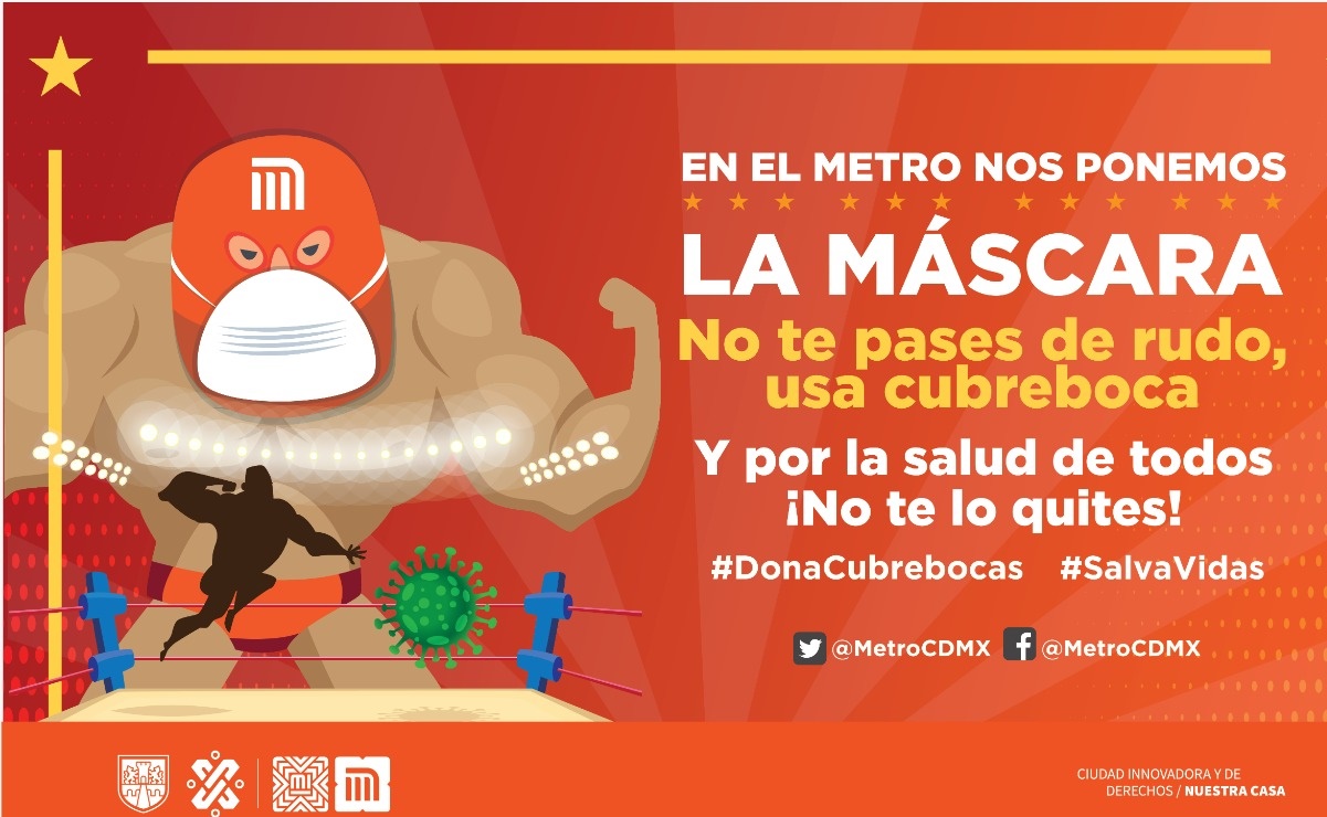 Con lucha libre, Metro invita a elaborar y donar cubrebocas de tela ante coronavirus