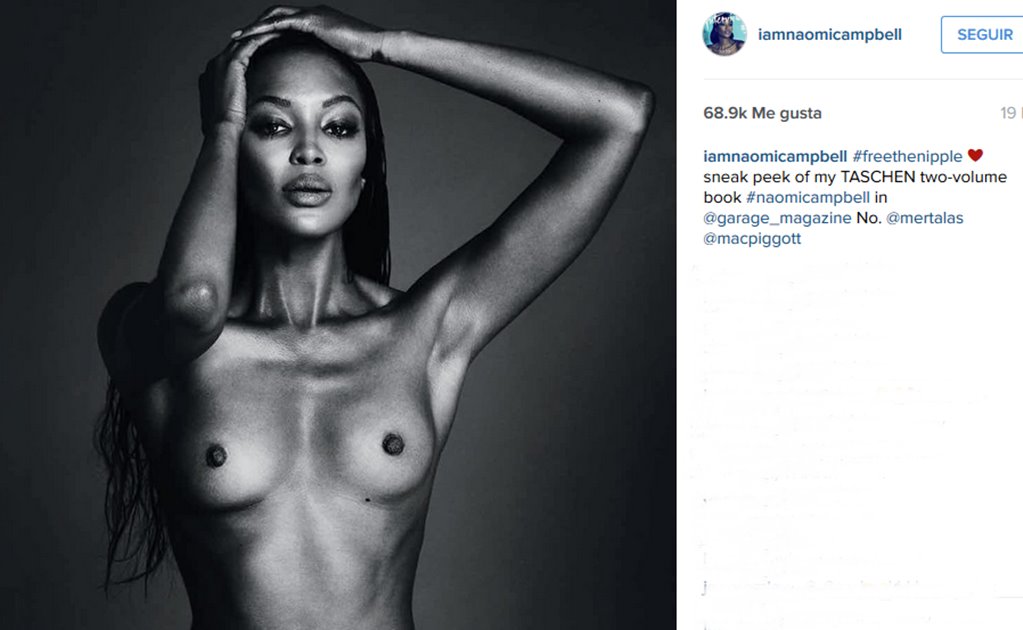 Naomi Campbell desafía a Instagram y se luce "topless"