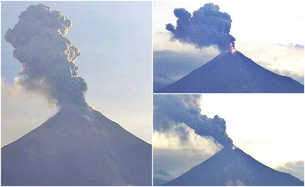 Volcán de Colima emite fumarola de mil 500 metros