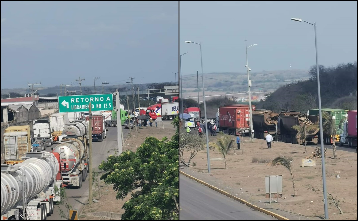 Por ineficiencias en aduanas, transportistas protestan y cierran recinto portuario de Veracruz
