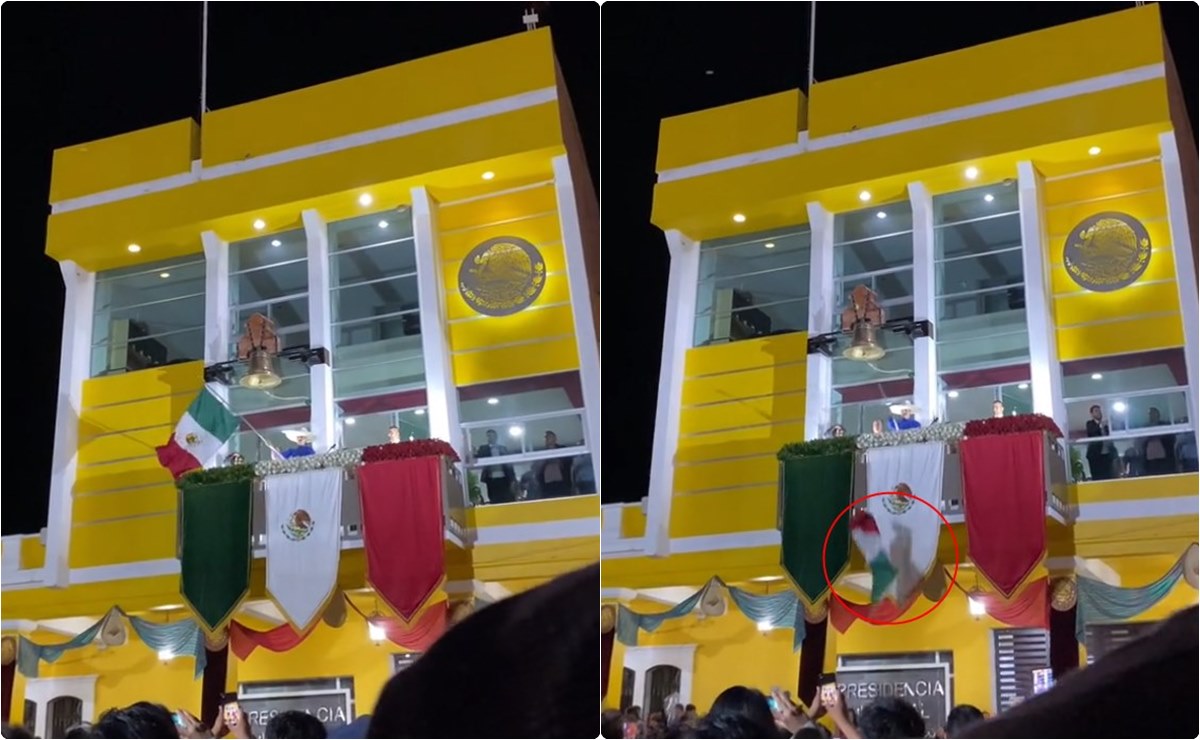 VIDEO: Deja caer bandera de México en Grito de Independencia, ¿qué pasa si toca el suelo?