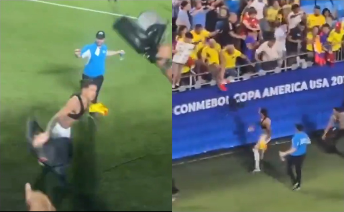 VIDEO: Darwin Núñez intentó lanzarle una silla a los aficionados de Colombia en plena pelea en la Copa América