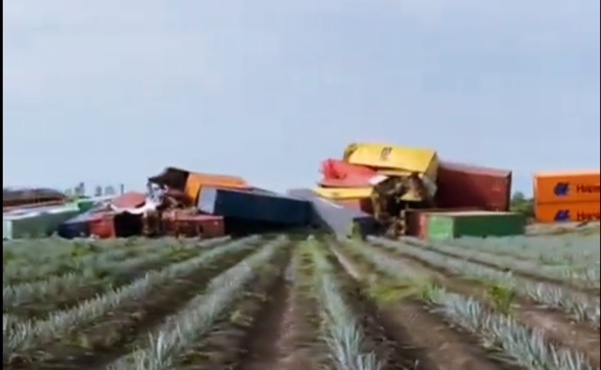 Reportan descarrilamiento de un tren de carga en La Barca, Jalisco