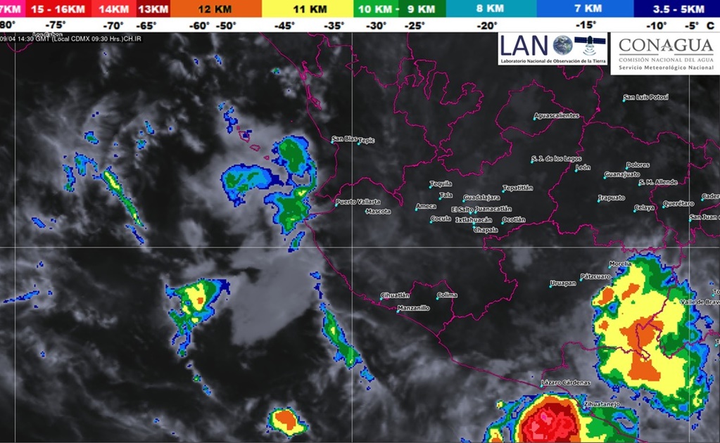 Nublados y probabilidad de lluvias en Jalisco