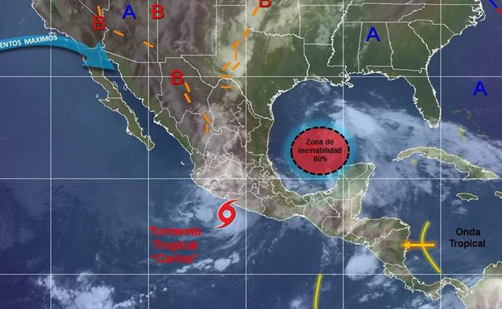 SMN prevé lluvias por "Carlos" y otro posible ciclón 