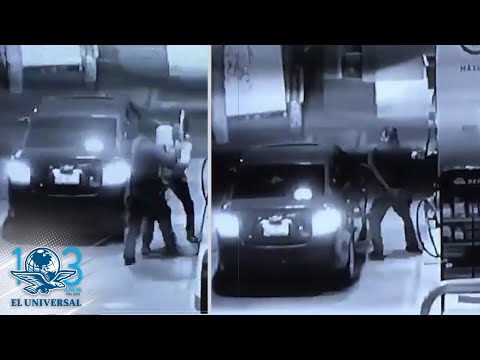 Despachador de gasolina se enfrenta con manguera a presunto delincuente