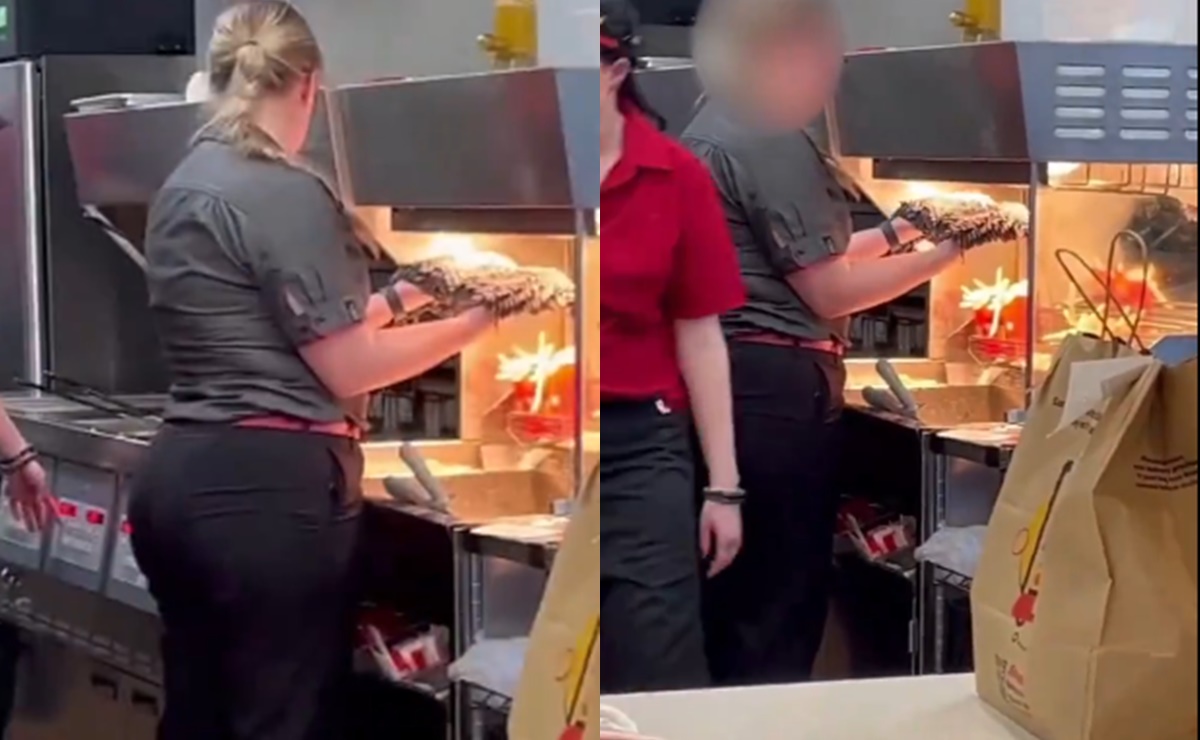 Video. Captan a empleada de McDonald’s secando el trapeador sucio sobre las papas fritas