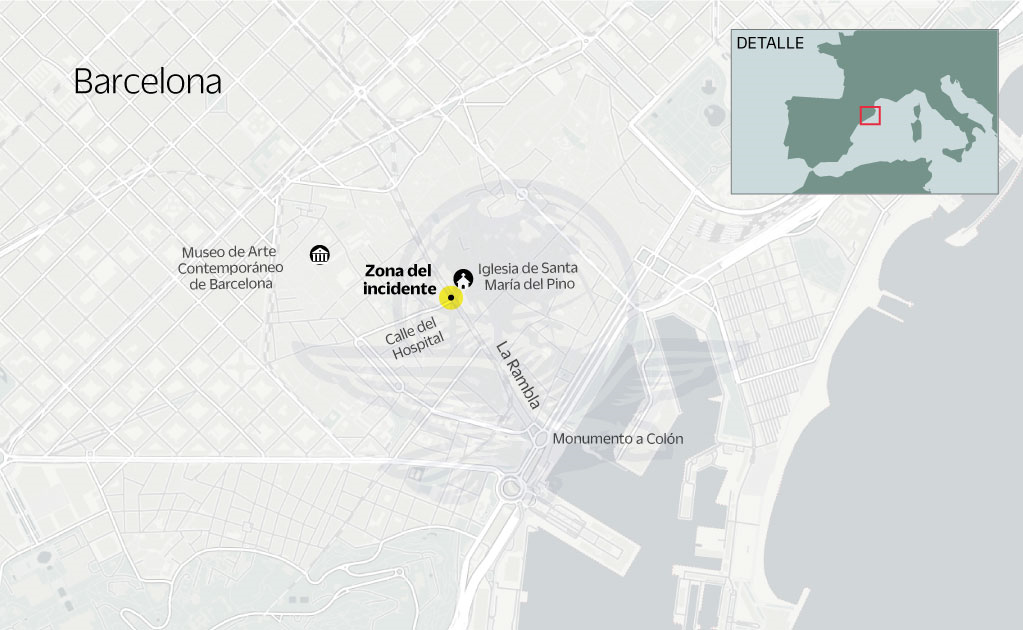 Mapa. El sitio del atropellamiento en Barcelona