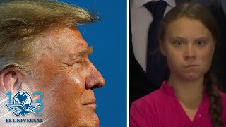 Captan en video el gesto de Greta Thunberg al ver a Donald Trump, así respondió el mandatario