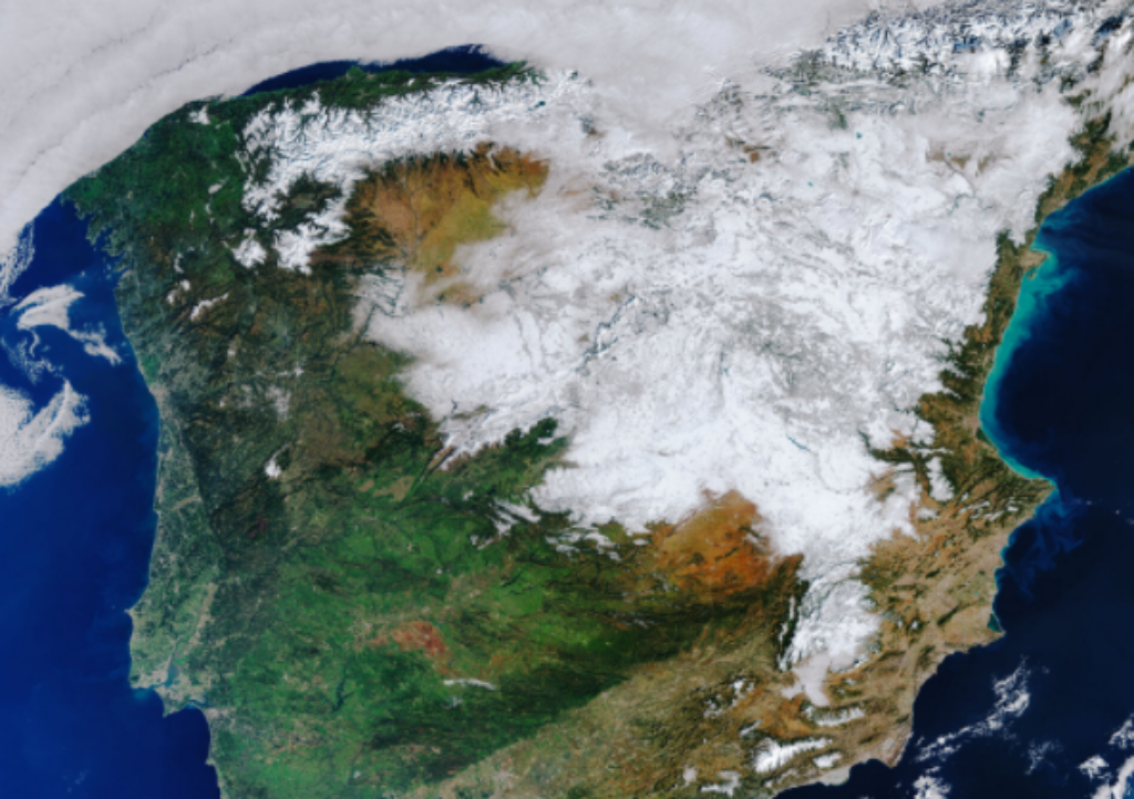 Así se vio la histórica nevada en España desde el espacio