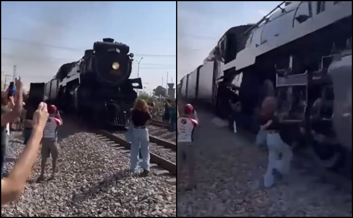 VIDEO: También en Coahuila; mujer es golpeada por la locomotora de vapor “La Emperatriz”