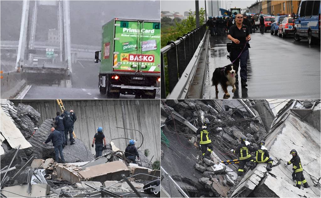 Suman 22 los muertos por derrumbe de puente en Génova