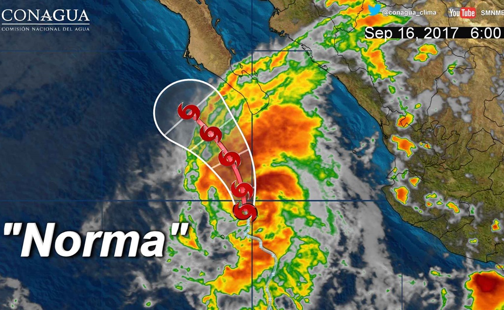 "Norma" se degrada a tormenta tropical