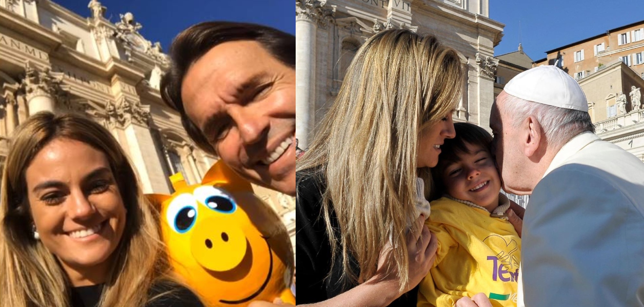 Fernando Landeros y Paola Albarrán llevan a sus hijos con el Papa Francisco hasta el Vaticano 