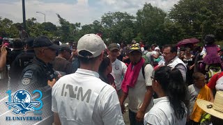 Frenan a nueva caravana de migrantes en Chiapas