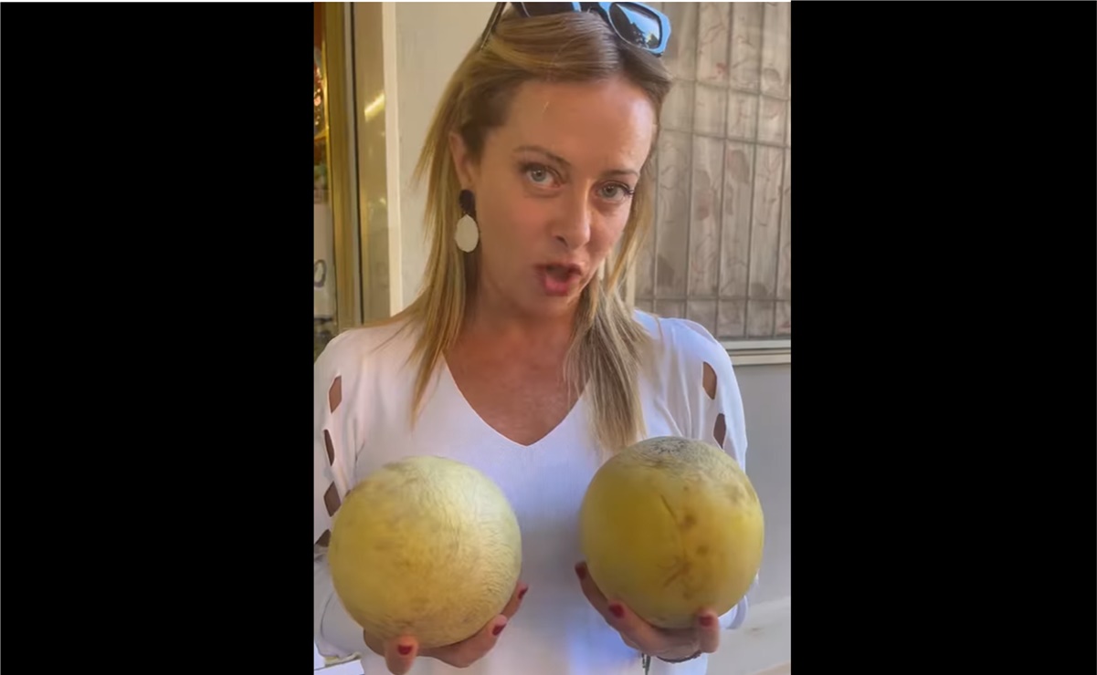 Ultraderechista italiana Giorgia Meloni graba video con melones y se vuelve viral