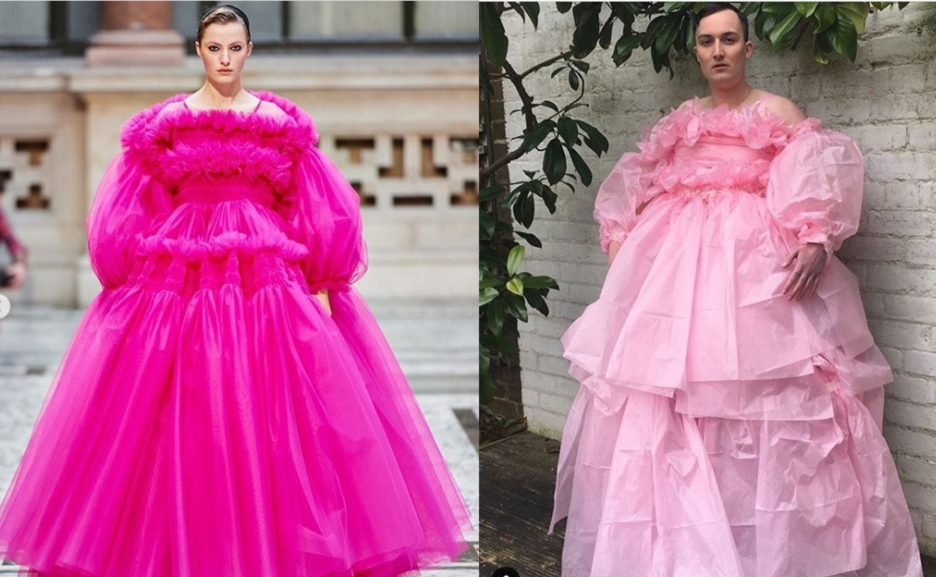 Home Couture, la tendencia que recrea los looks de pasarela de manera divertida