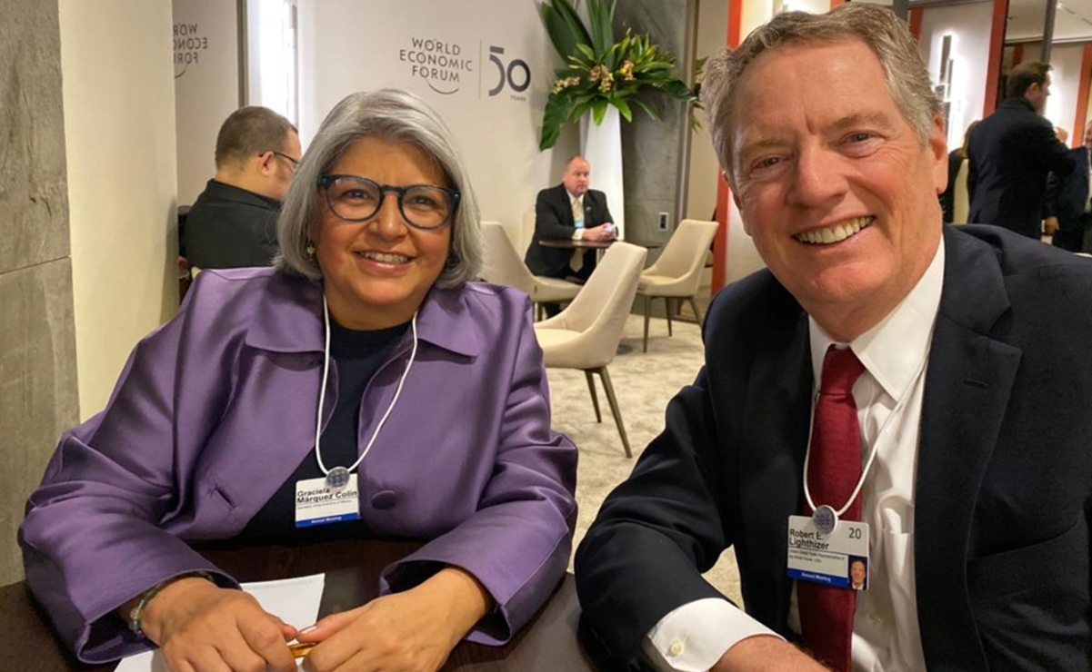 Graciela Márquez y Robert Lighthizer platican en Davos sobre T-MEC