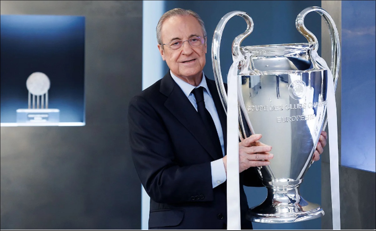 Florentino Pérez colocó la 15 de Champions League en la sala de trofeos del Real Madrid
