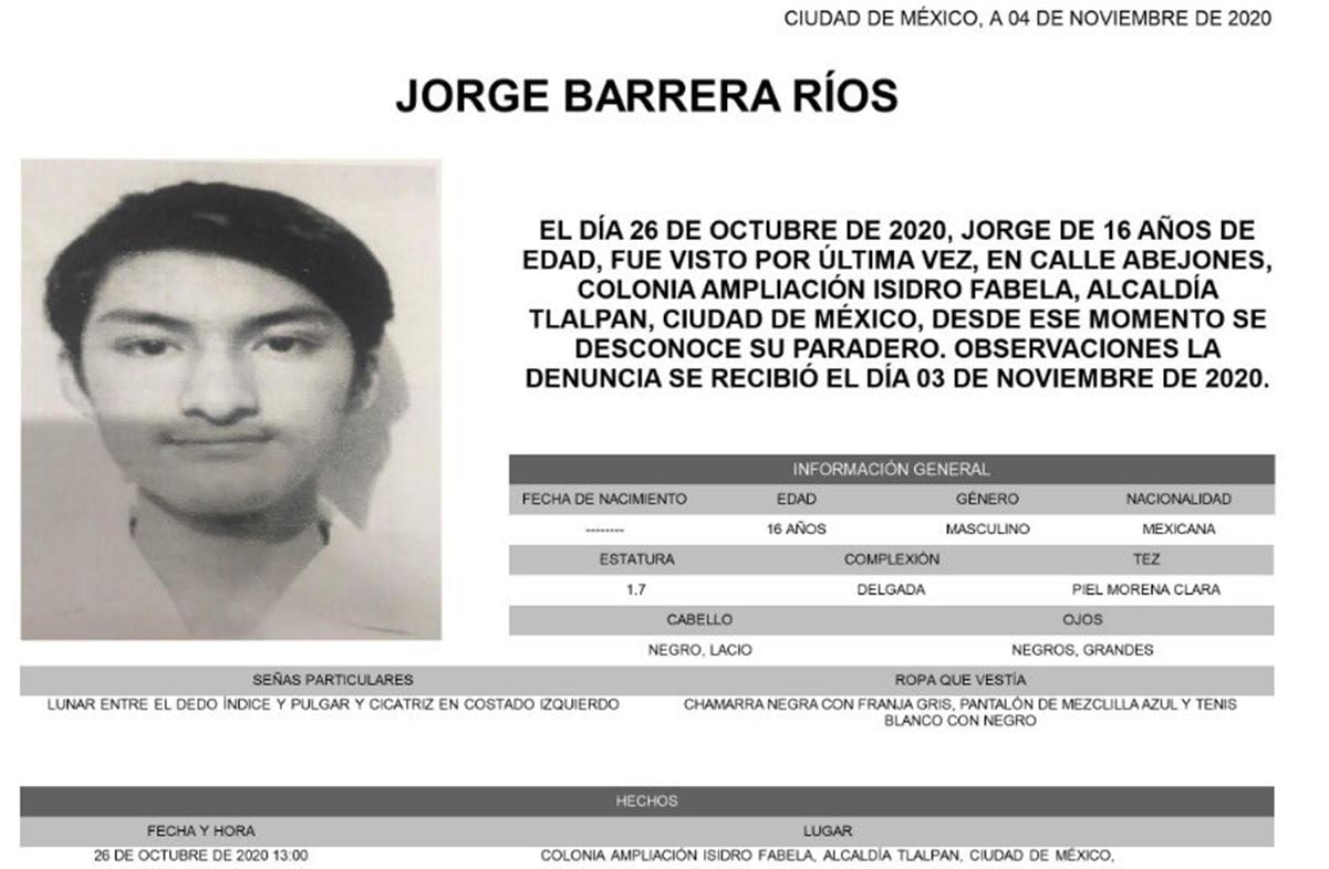 Activan alerta por menor desaparecido en CDMX; #nosfaltajorge, claman en redes