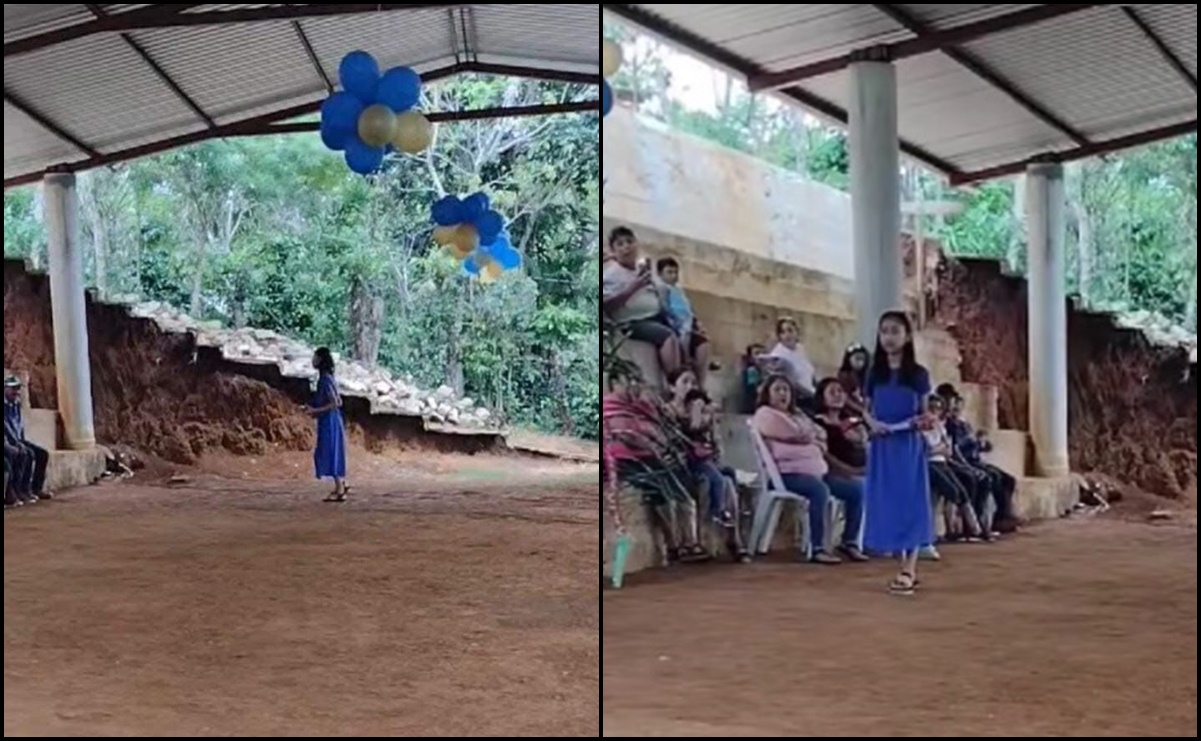 VIDEO: Organizan ceremonia a la única alumna graduada en una primaria de Chiapas