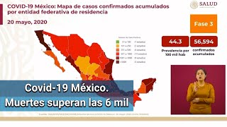 México supera las 6 mil muertes por Covid; suman 56,594 casos positivos 