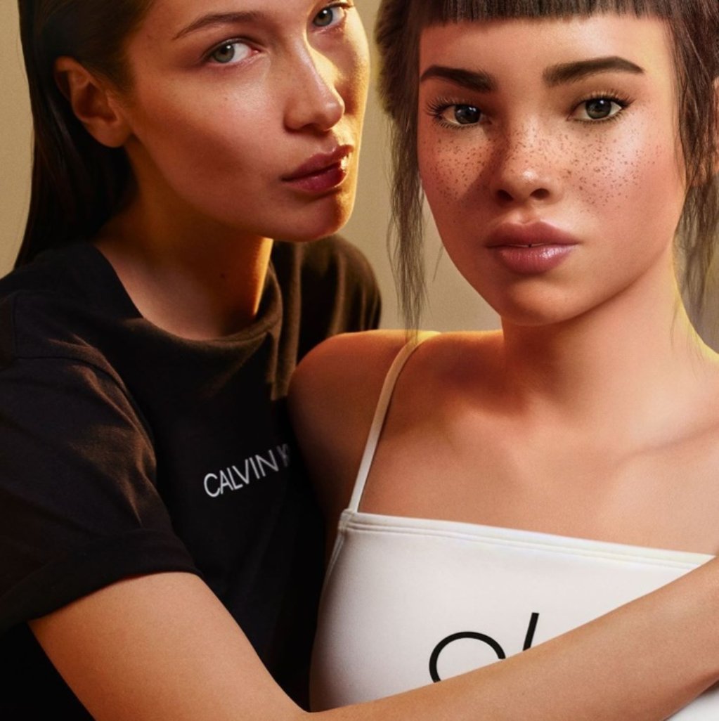 Bella Hadid y Lil Miquela protagonizan apasionado beso para la nueva campaña de Calvin Klein