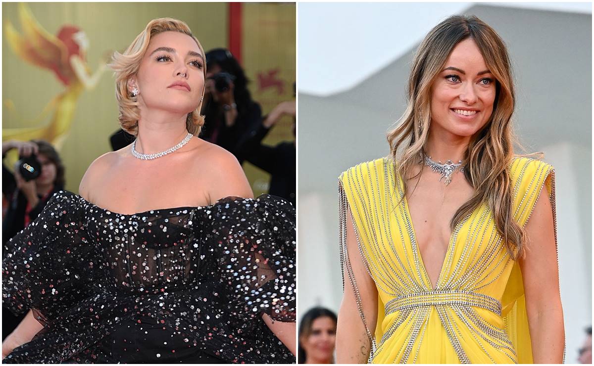 Florence Pugh se luce con vestido traslúcido en Venecia junto a Olivia Wilde