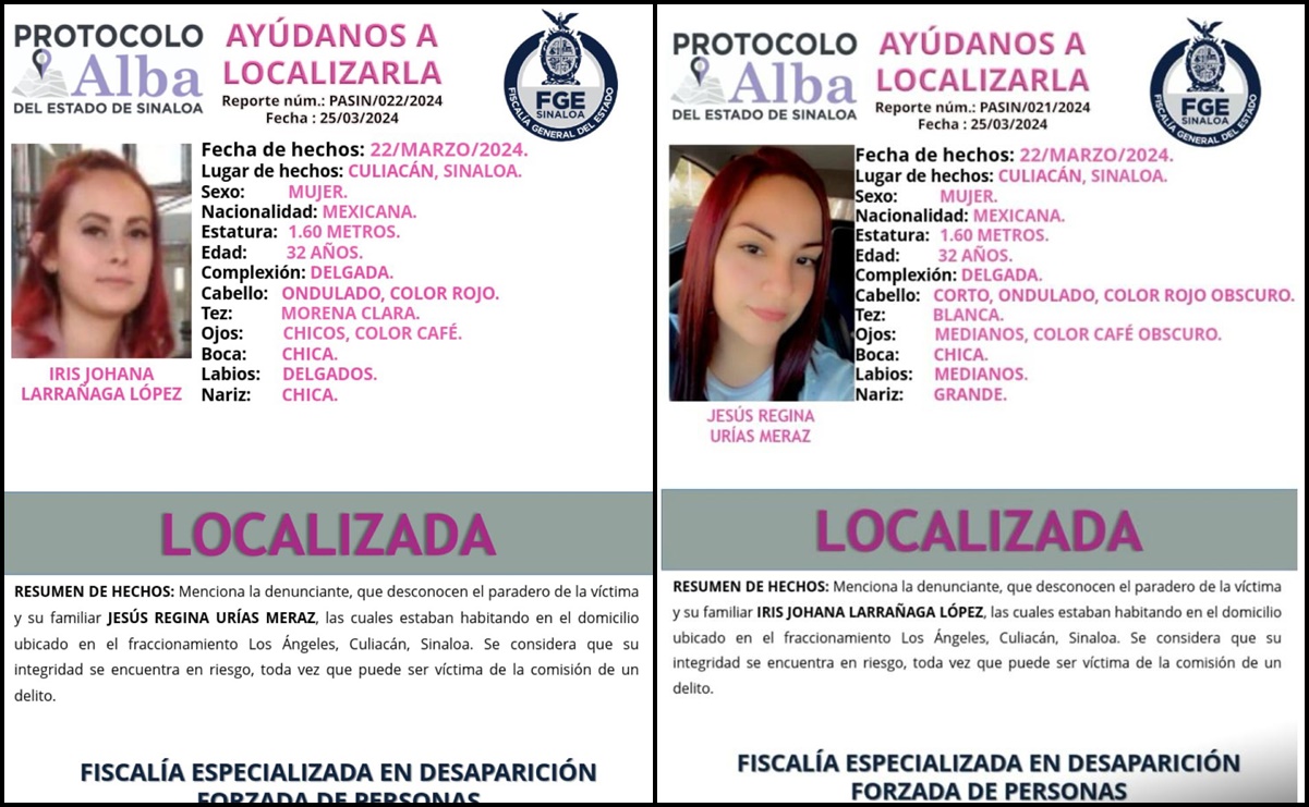 Localizan con vida a dos mujeres que fueron “levantadas” en marzo en Culiacán, Sinaloa