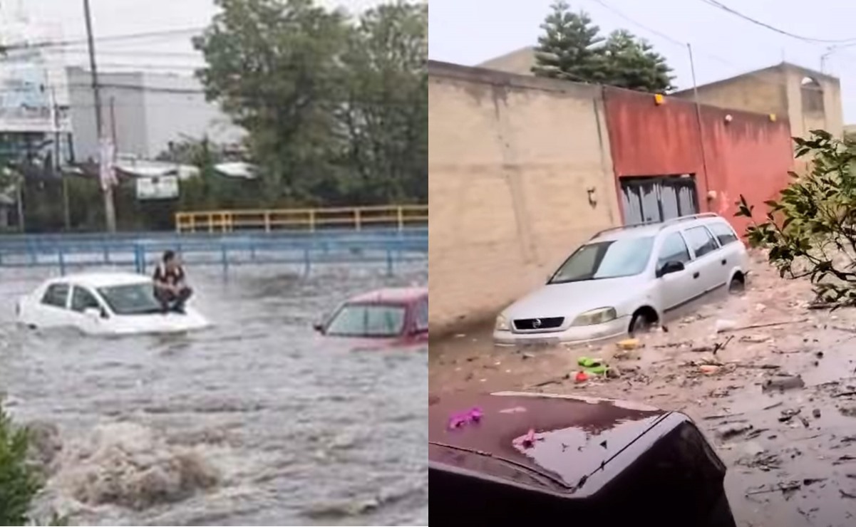 Fuertes lluvias en Atizapán de Zaragoza dejan automovilistas atrapados entre el agua y casas inundadas 