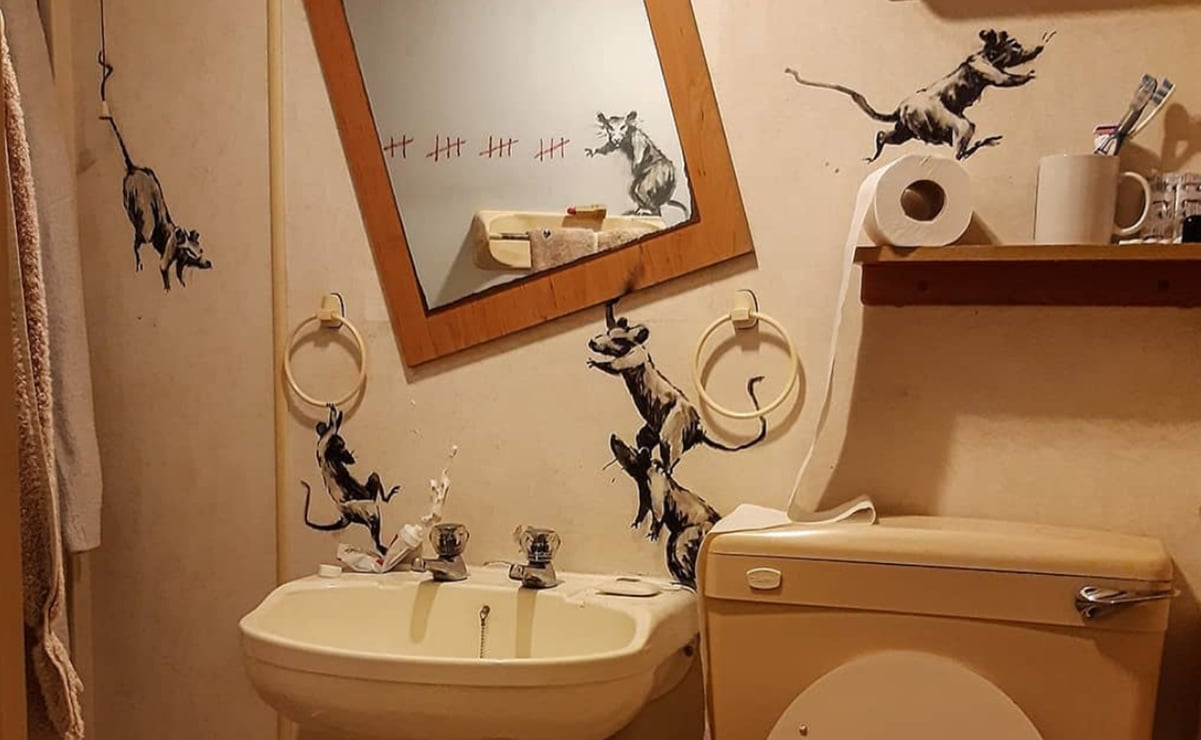Una rata orina el retrete de Banksy en su nueva obra