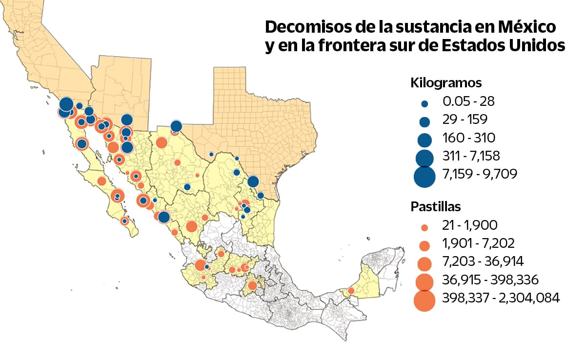 Entra por México 96% del fentanilo incautado en EU
