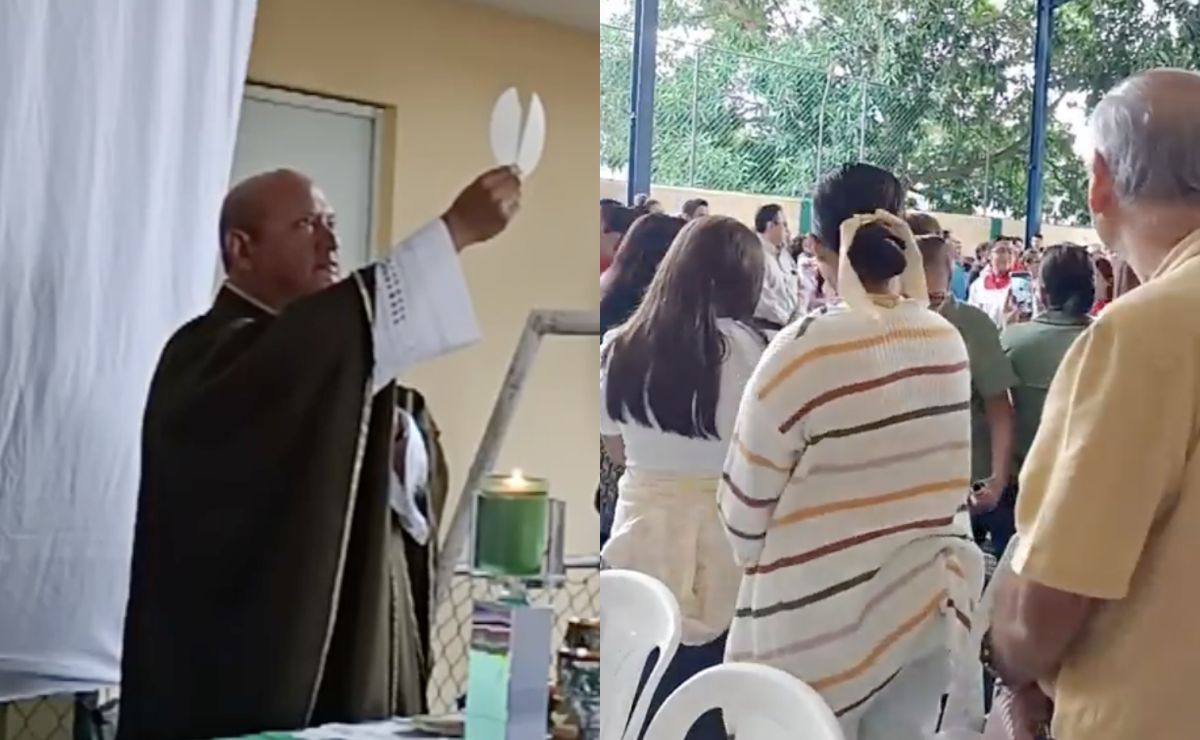 “Nos tenemos que levantar”: padre de parroquia de Santa Cruz, en Tamaulipas, une a sus feligreses, tras el derrumbe del techo y el dolor