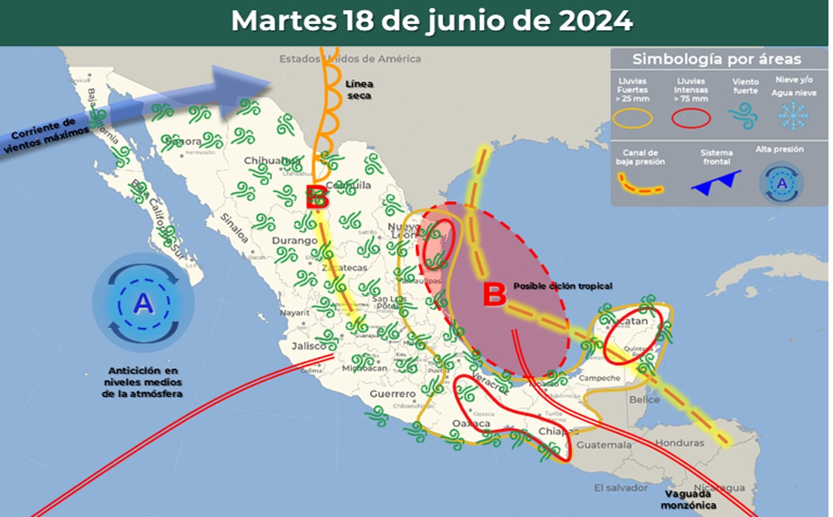 Activan protocolos ante presencia del potencial Ciclón Tropical Uno en el Golfo de México