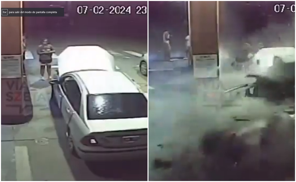 Explota auto en una gasolinera; traía 20 kilos de cocaína en el tanque de gas. VIDEO