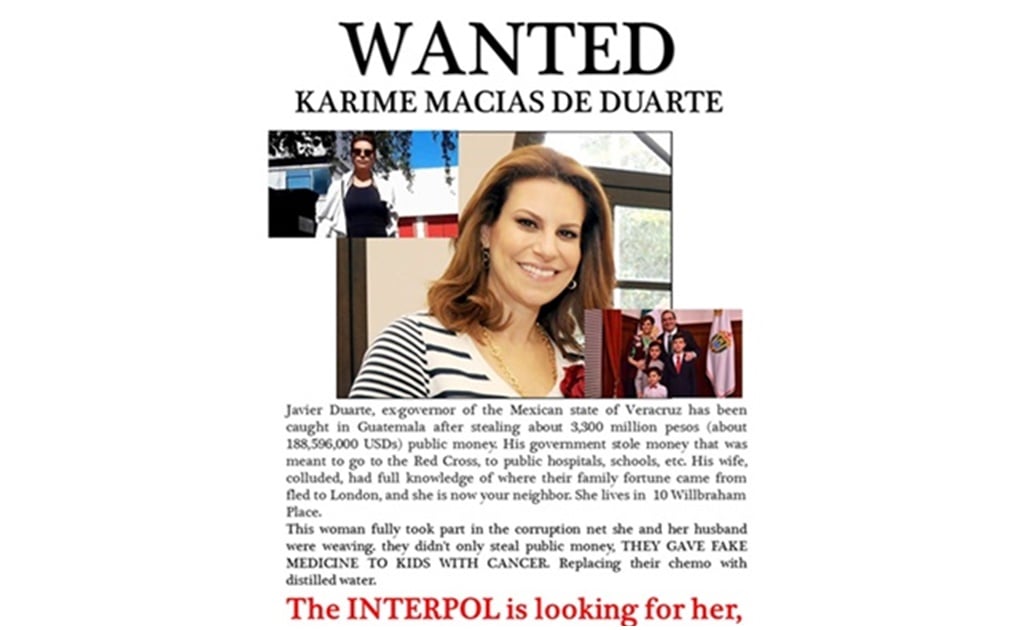 Mexicanos en Londres reparten carta con leyenda "se busca" sobre Karime Macías 
