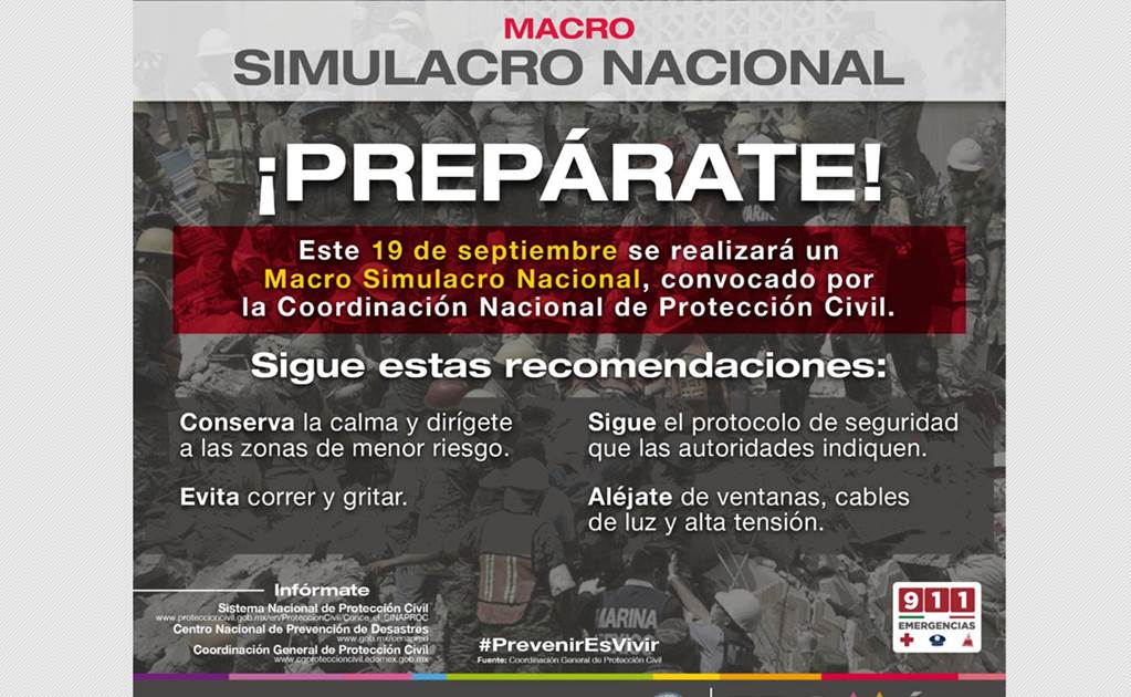 Participarán mexiquenses en simulacro de sismo este 19 de septiembre