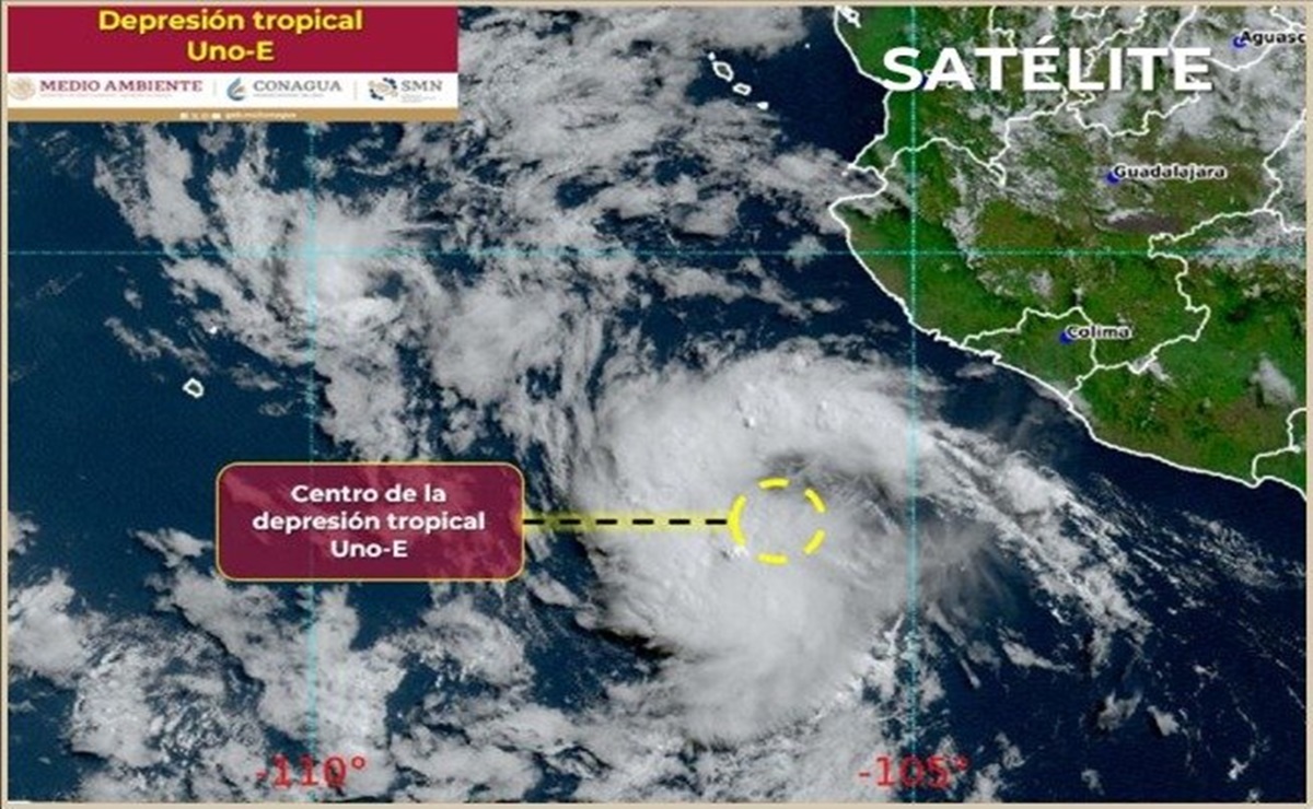 Se forma depresión tropical Uno-E en el Pacífico; ocasionará lluvias fuertes en Jalisco, Colima y Michoacán